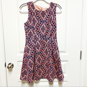 Forever 21 Pink Fit & Flare Patterned Dress